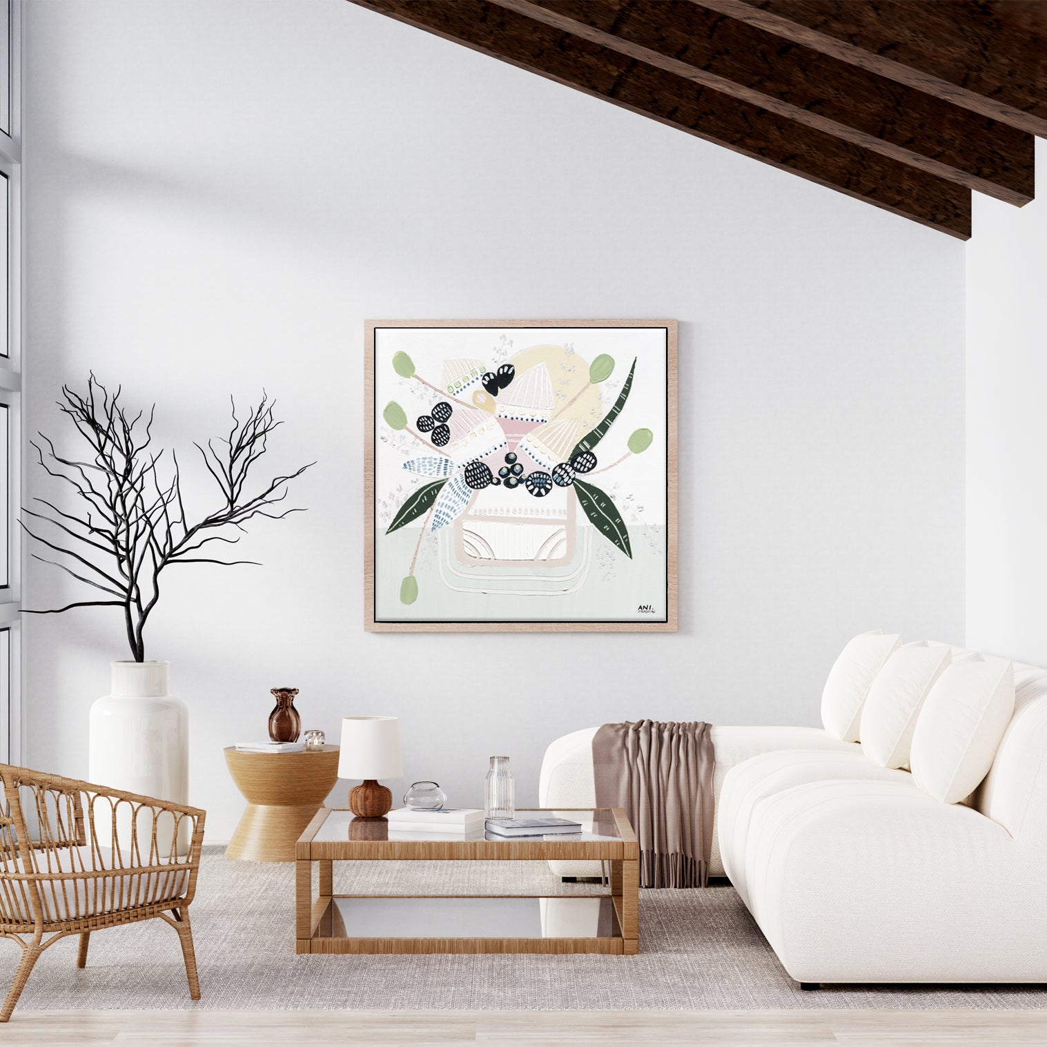 Banksia Botanicals abstract Australian botanical artwork featuring the iconic Banksia flower, textured contemporary wall art with soft blues, earthy greens, and pink tones inspired by native Australian flora. Perfect for art collectors, interior designers, and lovers of Australian botanical paintings and prints seeking modern nature-inspired décor.