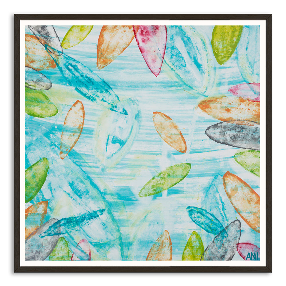 “Botanical Spirit” print by Australian artist Ani Ipradjian – abstract floral artwork inspired by Melbourne’s Royal Botanic Gardens, featuring earthy tones and layered textures, perfect for botanical wall art lovers and interior decor.