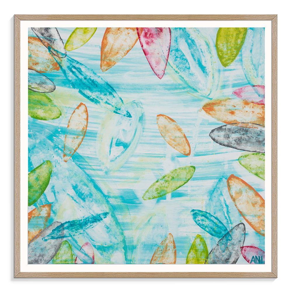 “Botanical Spirit” print by Australian artist Ani Ipradjian – abstract floral artwork inspired by Melbourne’s Royal Botanic Gardens, featuring earthy tones and layered textures, perfect for botanical wall art lovers and interior decor.