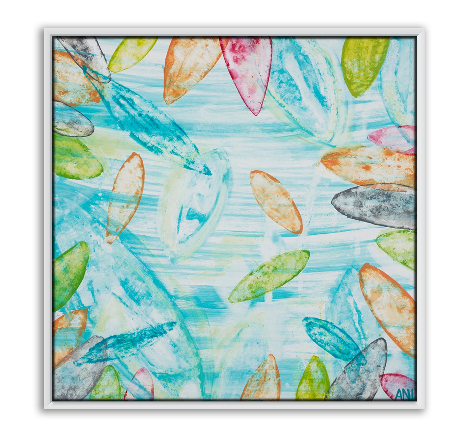 “Botanical Spirit” print by Australian artist Ani Ipradjian – abstract floral artwork inspired by Melbourne’s Royal Botanic Gardens, featuring earthy tones and layered textures, perfect for botanical wall art lovers and interior decor.