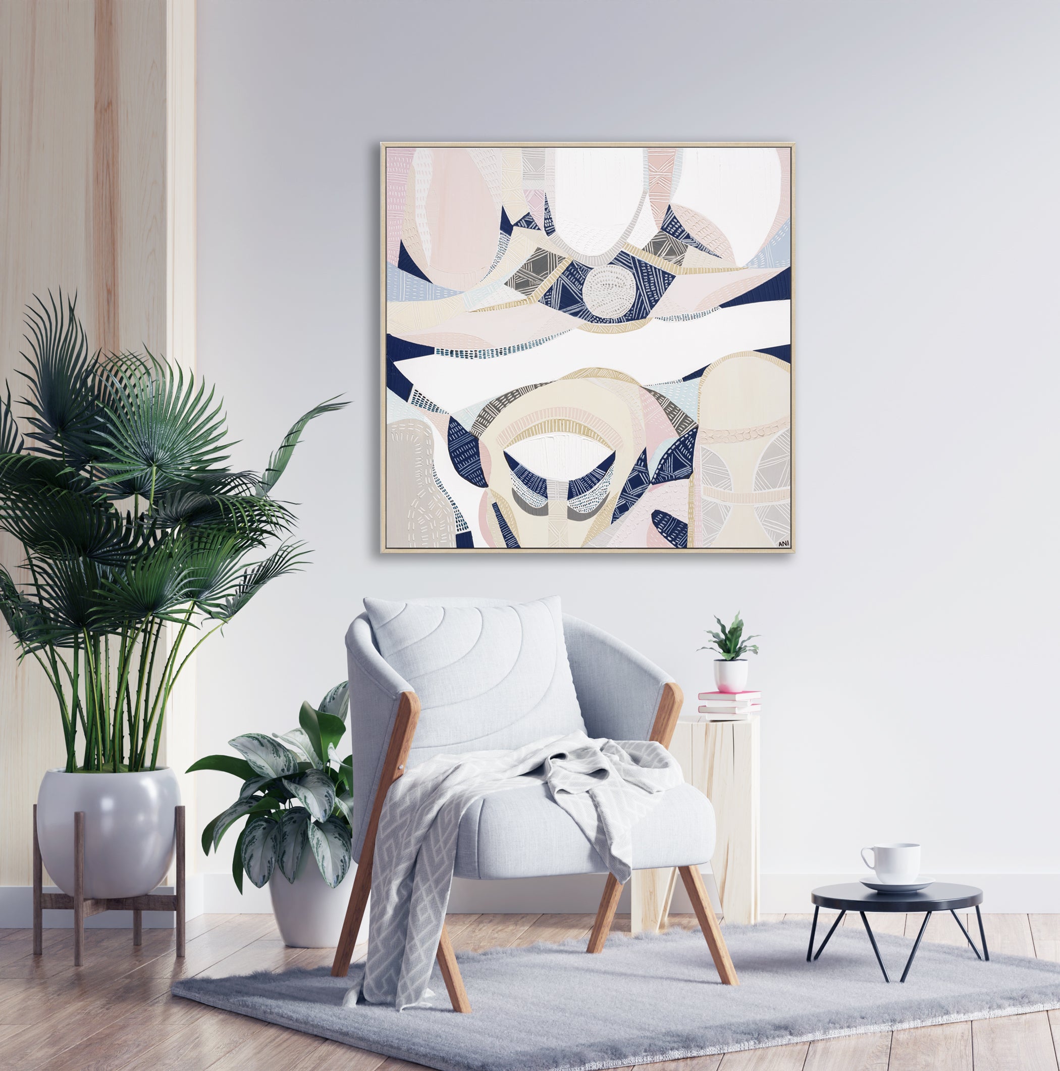 "Bubblegum Pink Lake" – Original abstract landscape painting by Australian artist Ani Ipradjian, inspired by the surreal pink lakes of Western Australia, featuring textured bubblegum pink hues and modern mixed media techniques.