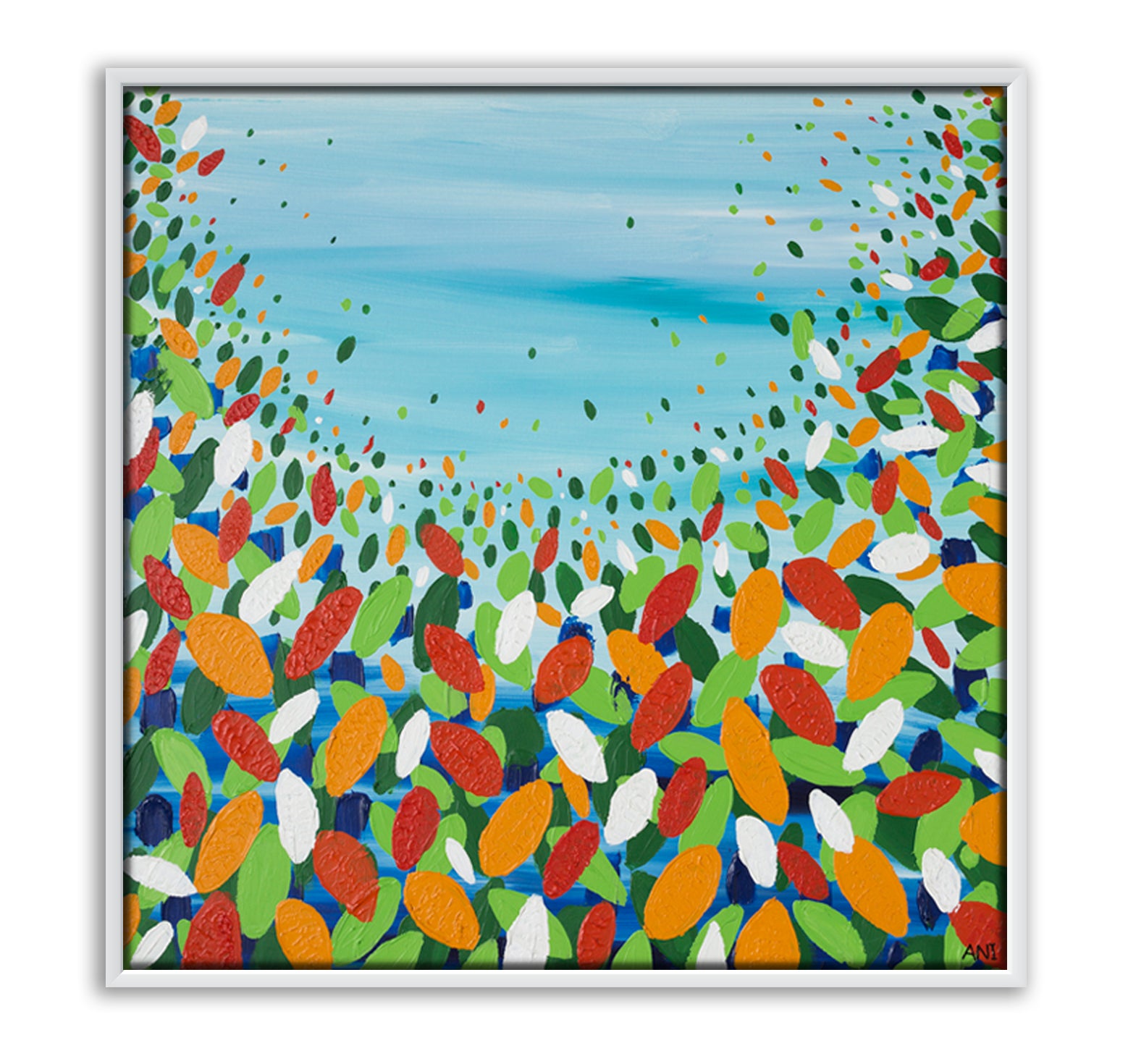 “Chakra Leaves” print by Australian artist Ani Ipradjian – abstract artwork inspired by chakra energy and nature, with soft organic forms and earthy colours for mindful, modern interiors.