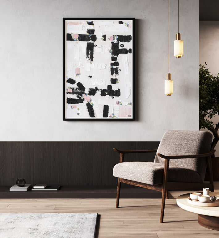 "City Lights" – Original abstract painting by Australian artist Ani Ipradjian, capturing the glow and energy of a vibrant city skyline at night in bold textured layers.