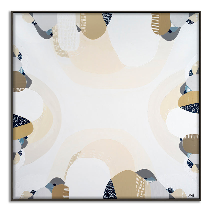 “Coastal Australia abstract coastal art print by Ani Ipradjian – beige, blue and teal geometric beach-inspired artwork for modern interiors”