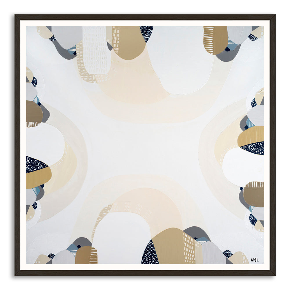 “Coastal Australia abstract coastal art print by Ani Ipradjian – beige, blue and teal geometric beach-inspired artwork for modern interiors”