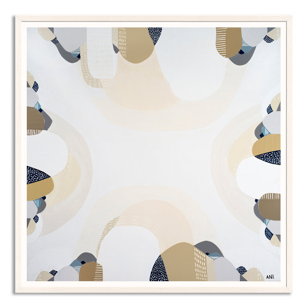“Coastal Australia abstract coastal art print by Ani Ipradjian – beige, blue and teal geometric beach-inspired artwork for modern interiors”