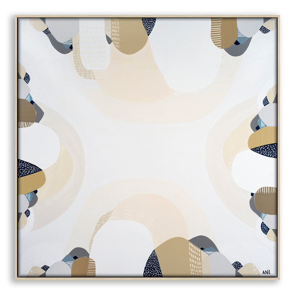 “Coastal Australia abstract coastal art print by Ani Ipradjian – beige, blue and teal geometric beach-inspired artwork for modern interiors”