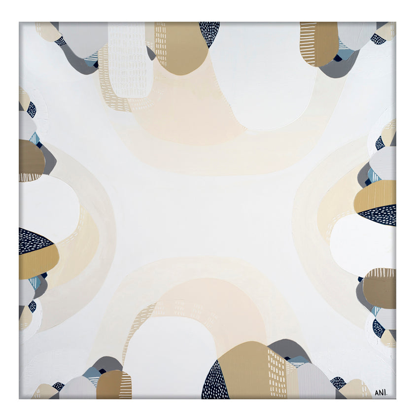 “Coastal Australia abstract coastal art print by Ani Ipradjian – beige, blue and teal geometric beach-inspired artwork for modern interiors”