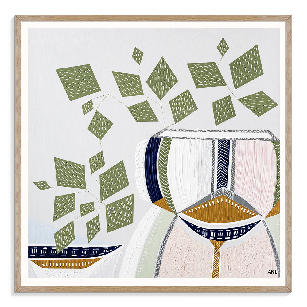 "Devils Ivy 2 botanical art print by Ani Ipradjian. Contemporary Australian plant-inspired print featuring the lucky money plant. Ideal for modern interiors and international art collectors seeking Australian botanical wall art."