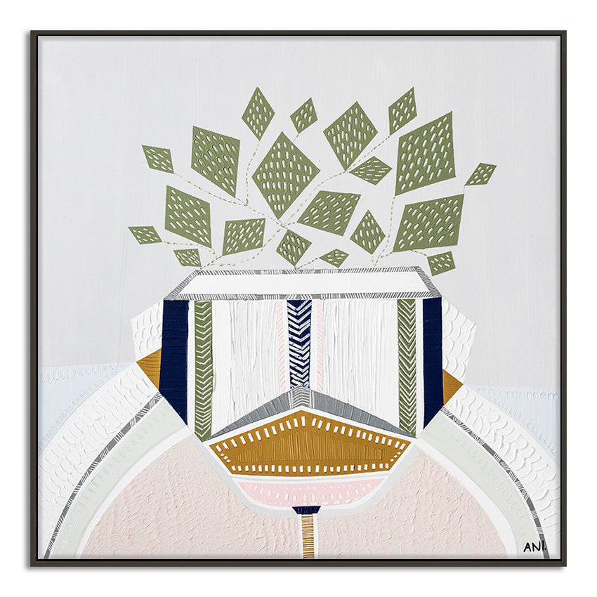 "Devils Ivy 1 botanical art print by Ani Ipradjian. Contemporary Australian plant-inspired print featuring the lucky money plant. Ideal for modern interiors and international art collectors seeking Australian botanical wall art."