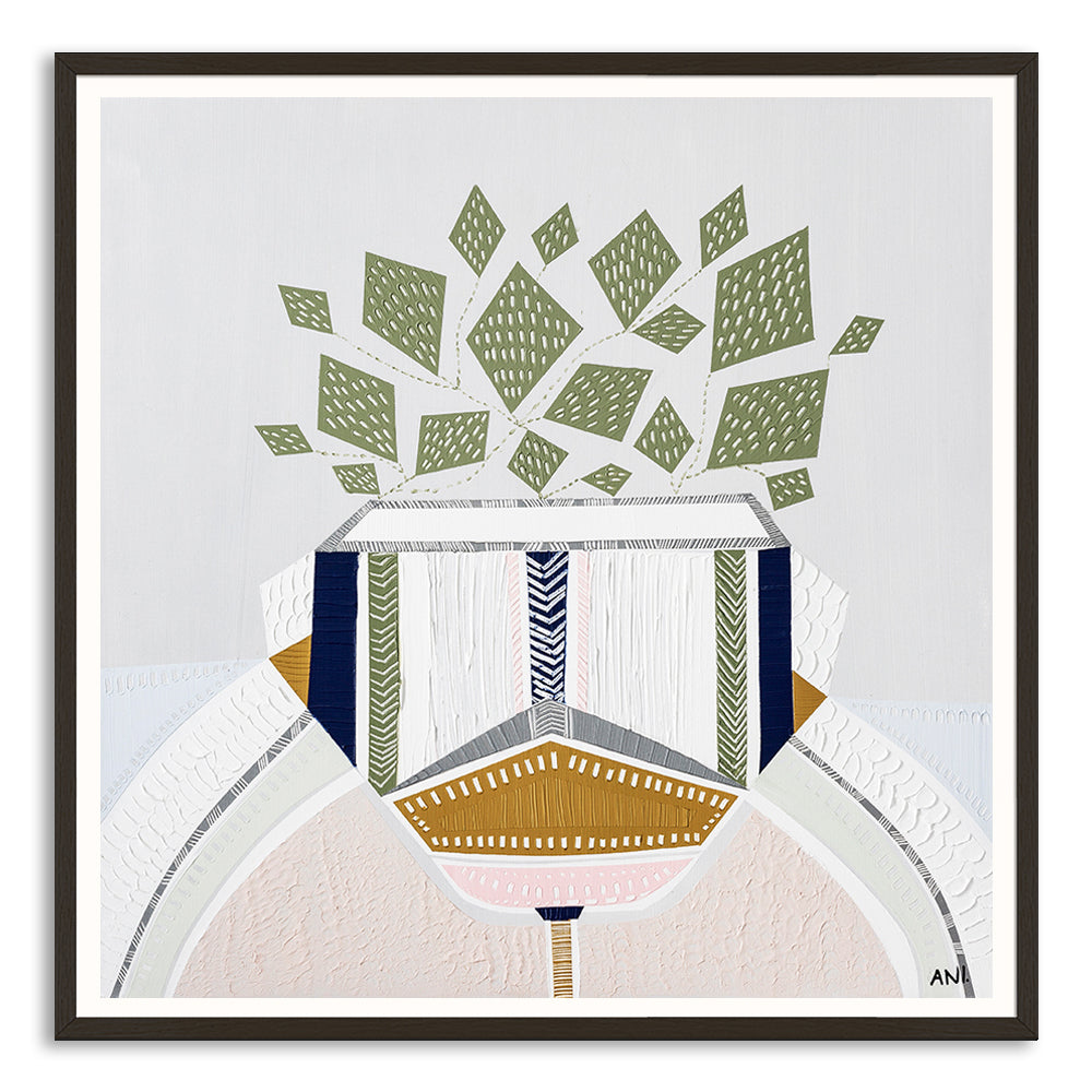 "Devils Ivy 1 botanical art print by Ani Ipradjian. Contemporary Australian plant-inspired print featuring the lucky money plant. Ideal for modern interiors and international art collectors seeking Australian botanical wall art."