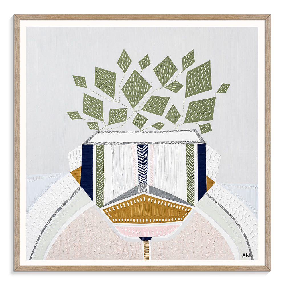 "Devils Ivy 1 botanical art print by Ani Ipradjian. Contemporary Australian plant-inspired print featuring the lucky money plant. Ideal for modern interiors and international art collectors seeking Australian botanical wall art."