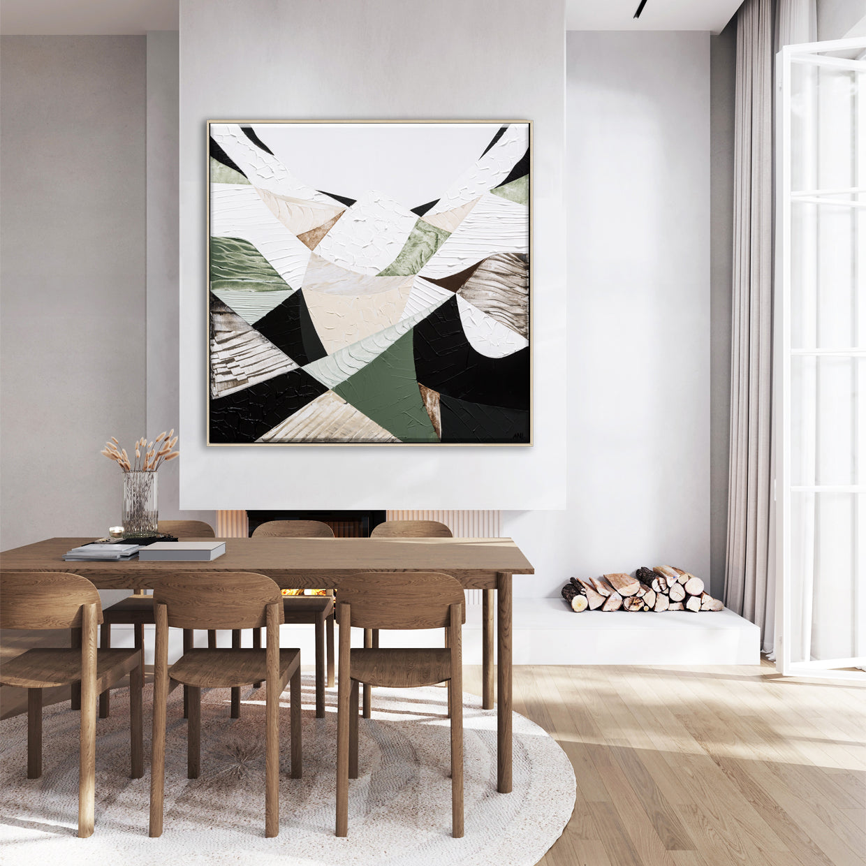 Eastern Ranges – Original Australian Mountain Landscape Painting by Melbourne artist Ani Ipradjian. Abstract interpretation of the Great Dividing Range, spanning Queensland, New South Wales, and Victoria. Featuring earthy browns, sage greens, and textured brushwork, this 80cm x 80cm canvas celebrates Australia’s native bushland, rugged terrain, and natural history. Framed in Tasmanian Oak, Black, or White. Free shipping Australia-wide with international shipping available. Ideal for art collectors, interior