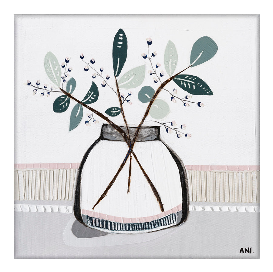 "Eucalyptus Love art print by Ani Ipradjian. Australian native eucalyptus-inspired artwork with textured brushstrokes. Ideal for interior styling, collectors, and international art buyers."