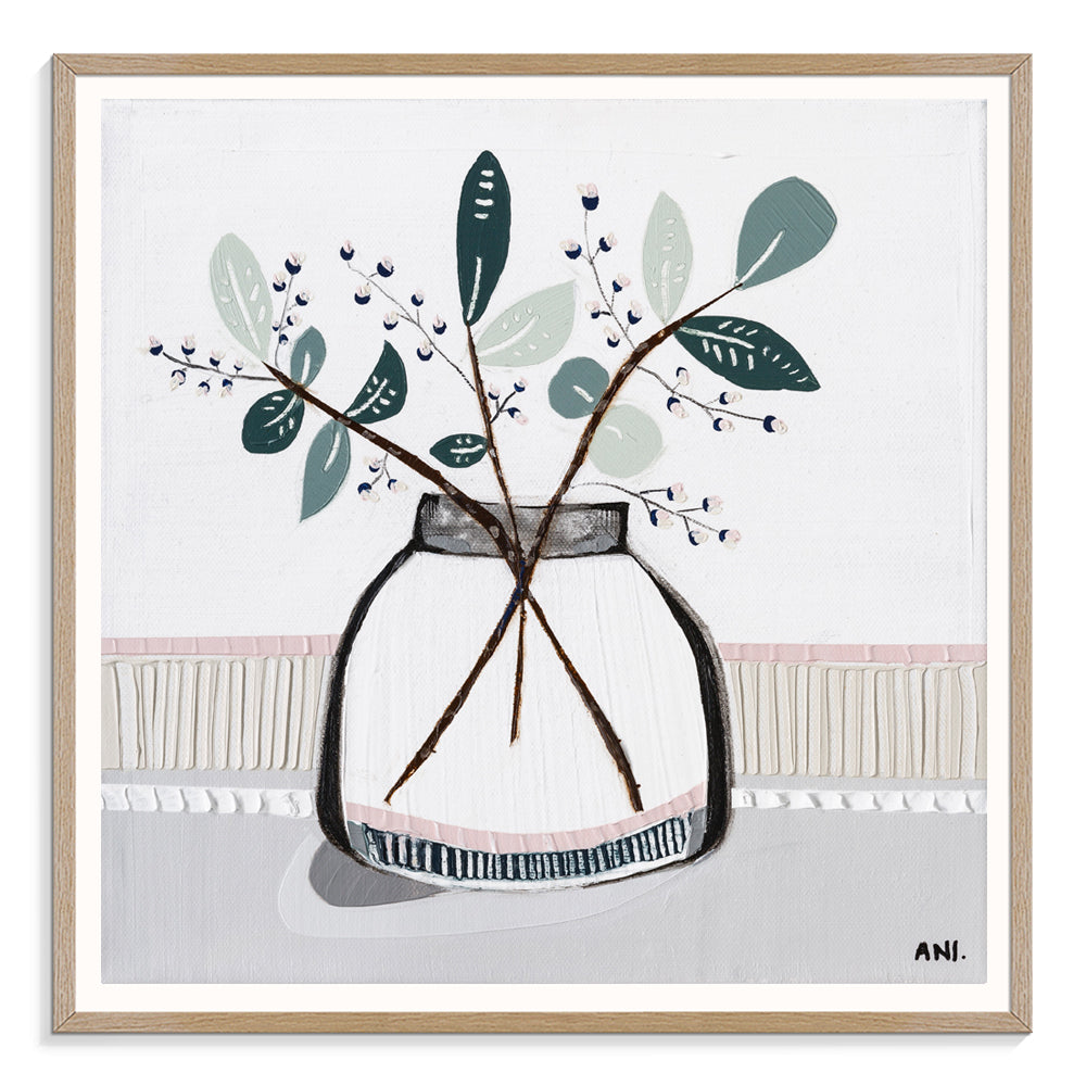 "Eucalyptus Love art print by Ani Ipradjian. Australian native eucalyptus-inspired artwork with textured brushstrokes. Ideal for interior styling, collectors, and international art buyers."