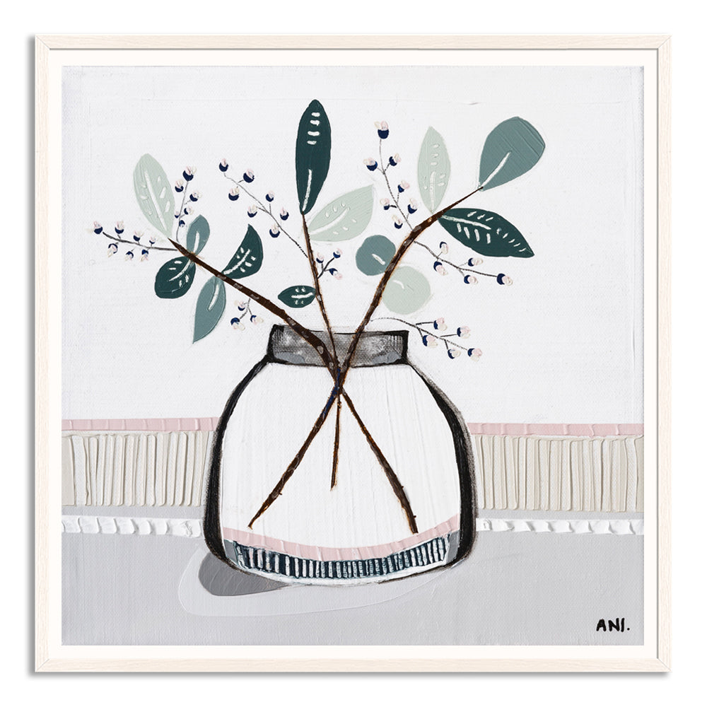 "Eucalyptus Love art print by Ani Ipradjian. Australian native eucalyptus-inspired artwork with textured brushstrokes. Ideal for interior styling, collectors, and international art buyers."