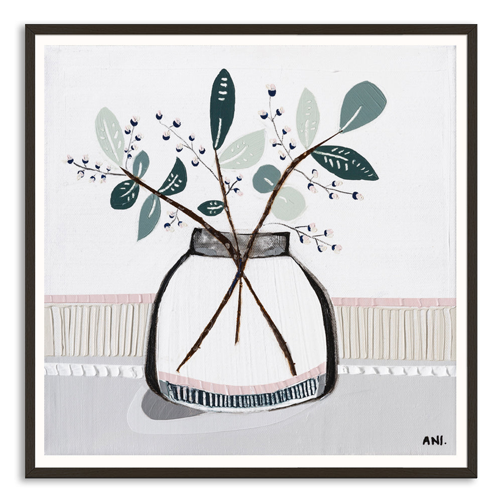 "Eucalyptus Love art print by Ani Ipradjian. Australian native eucalyptus-inspired artwork with textured brushstrokes. Ideal for interior styling, collectors, and international art buyers."