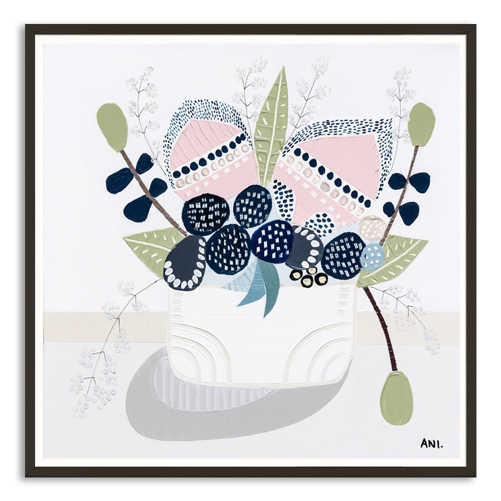 Banksia Pods print by Ani Ipradjian – abstract Australian floral artwork inspired by native Banksia pods, featuring soft coastal tones and natural textures for modern home decor.