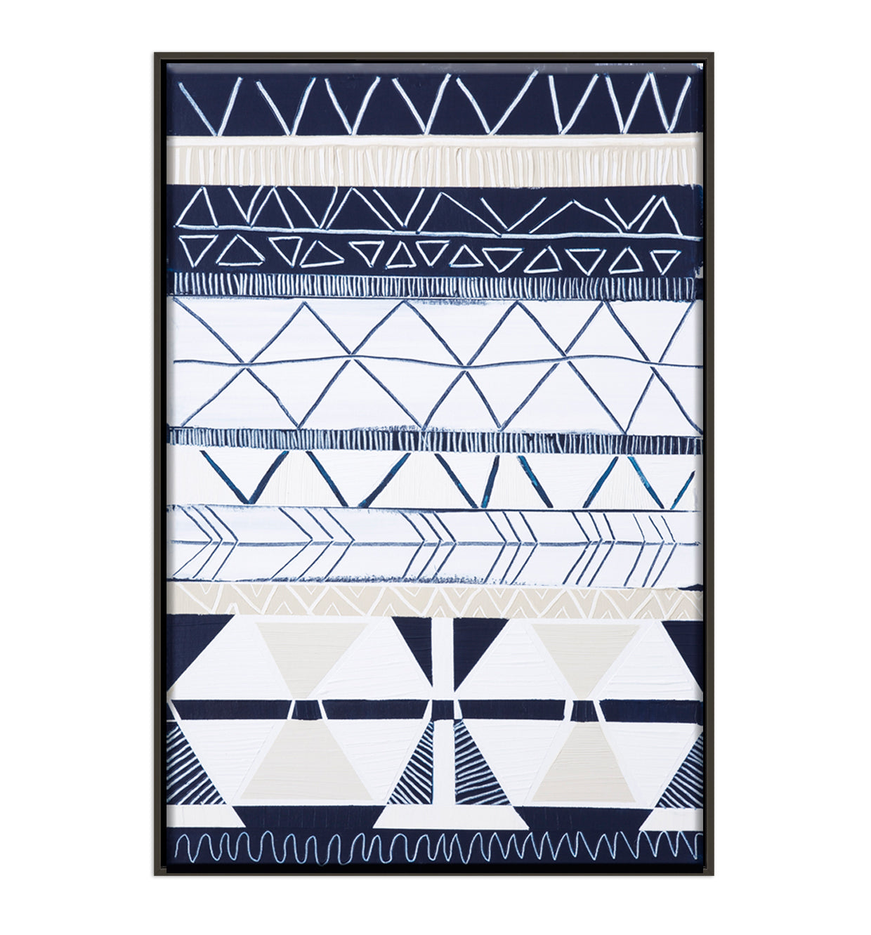 Bondi Waves 2 by Australian artist Ani Ipradjian – abstract coastal painting inspired by Bondi Beach, featuring flowing ocean waves and tribal motifs from Armenian heritage. Contemporary art print, 65cm x 100cm, framed in Tasmanian Oak, black, or white. Ideal for collectors of modern Australian art worldwide.