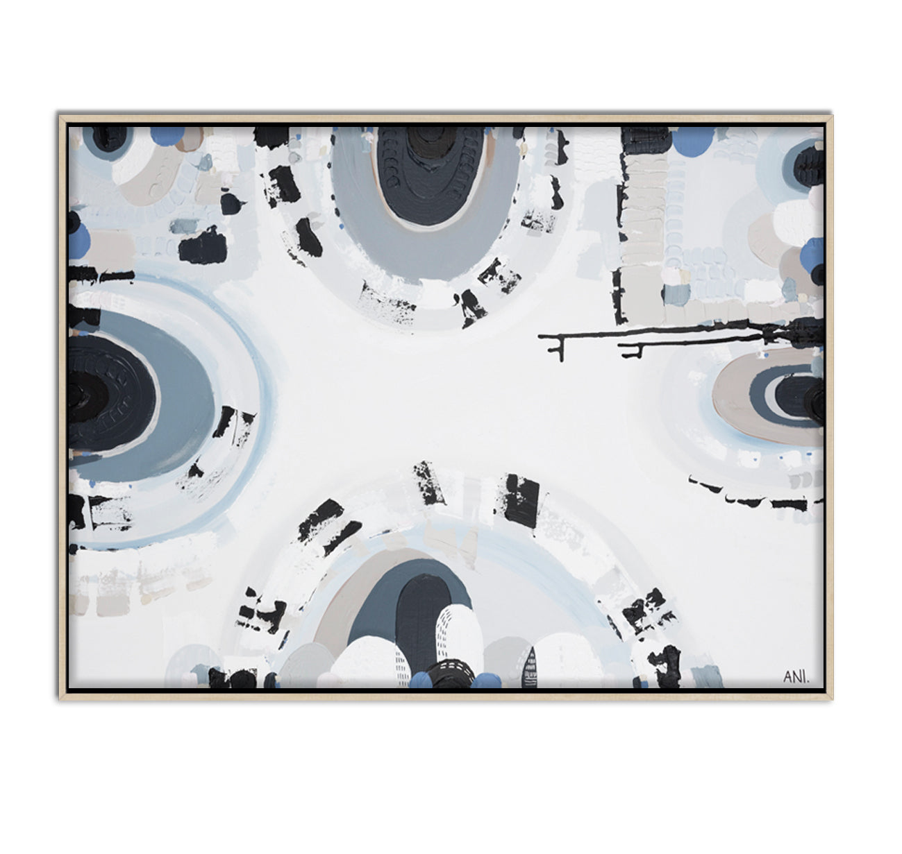 Bluestone Spirit – abstract print by Ani Ipradjian featuring layered textures and deep blue-grey tones inspired by Melbourne’s historic bluestone architecture and Australian cultural heritage