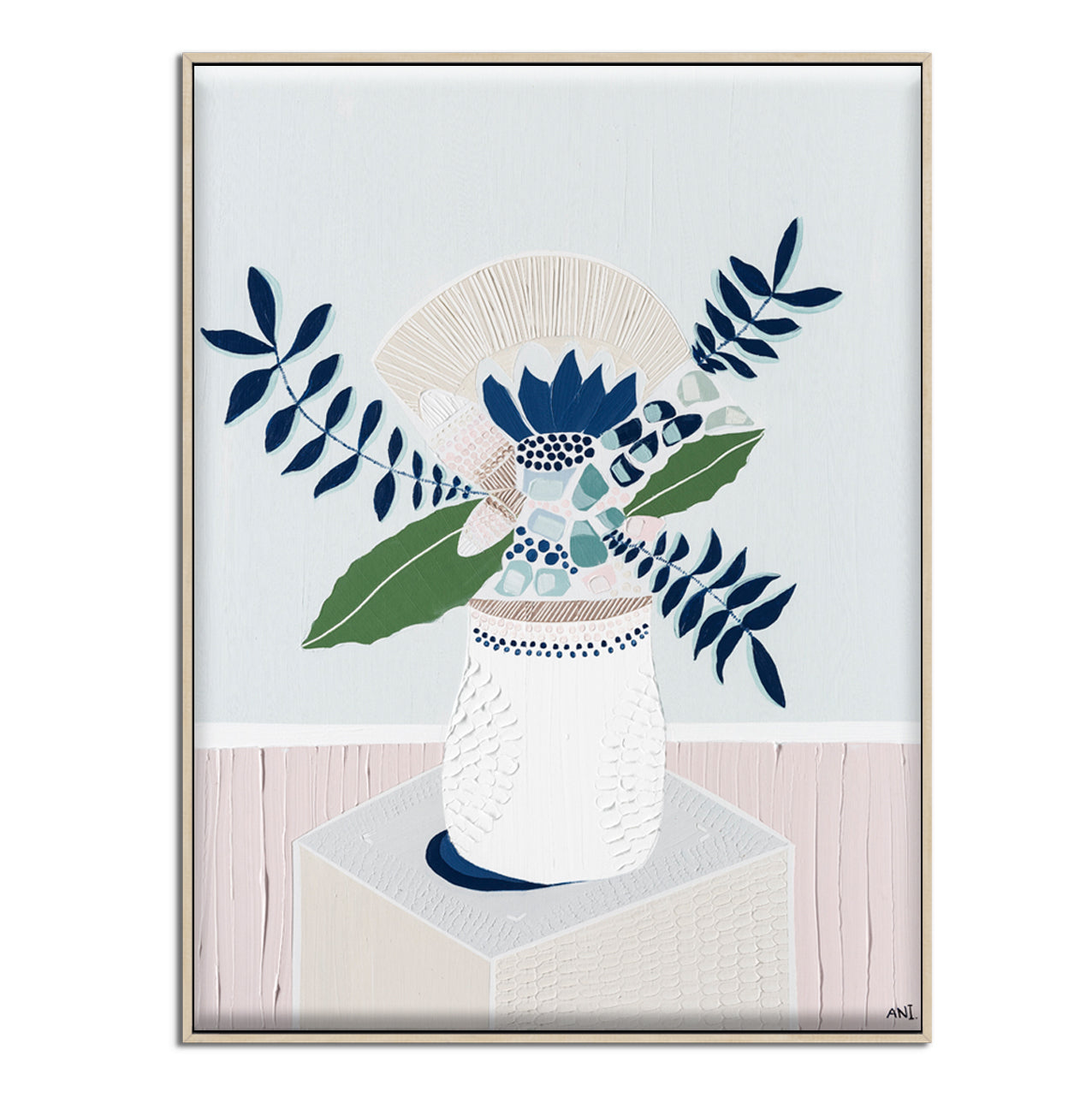 "Australian Flower" – Original abstract floral painting by Australian artist Ani Ipradjian, featuring coastal-inspired colours and native garden blooms from her Abstract Bouquet collection.