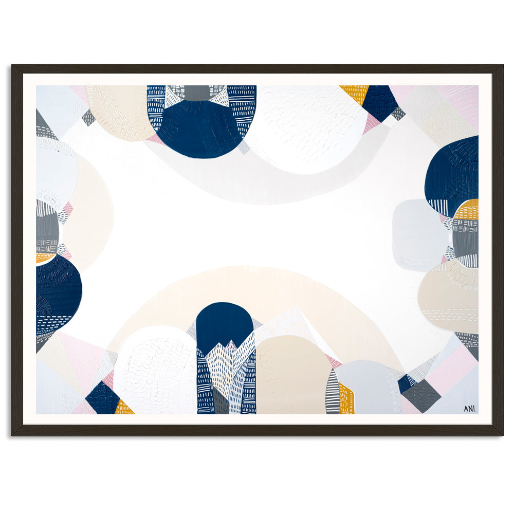 Blue Mountains Spirit – abstract Australian landscape print by Ani Ipradjian featuring soft blue tones and textured layers inspired by the eucalyptus haze and scenic beauty of Sydney’s Blue Mountains.