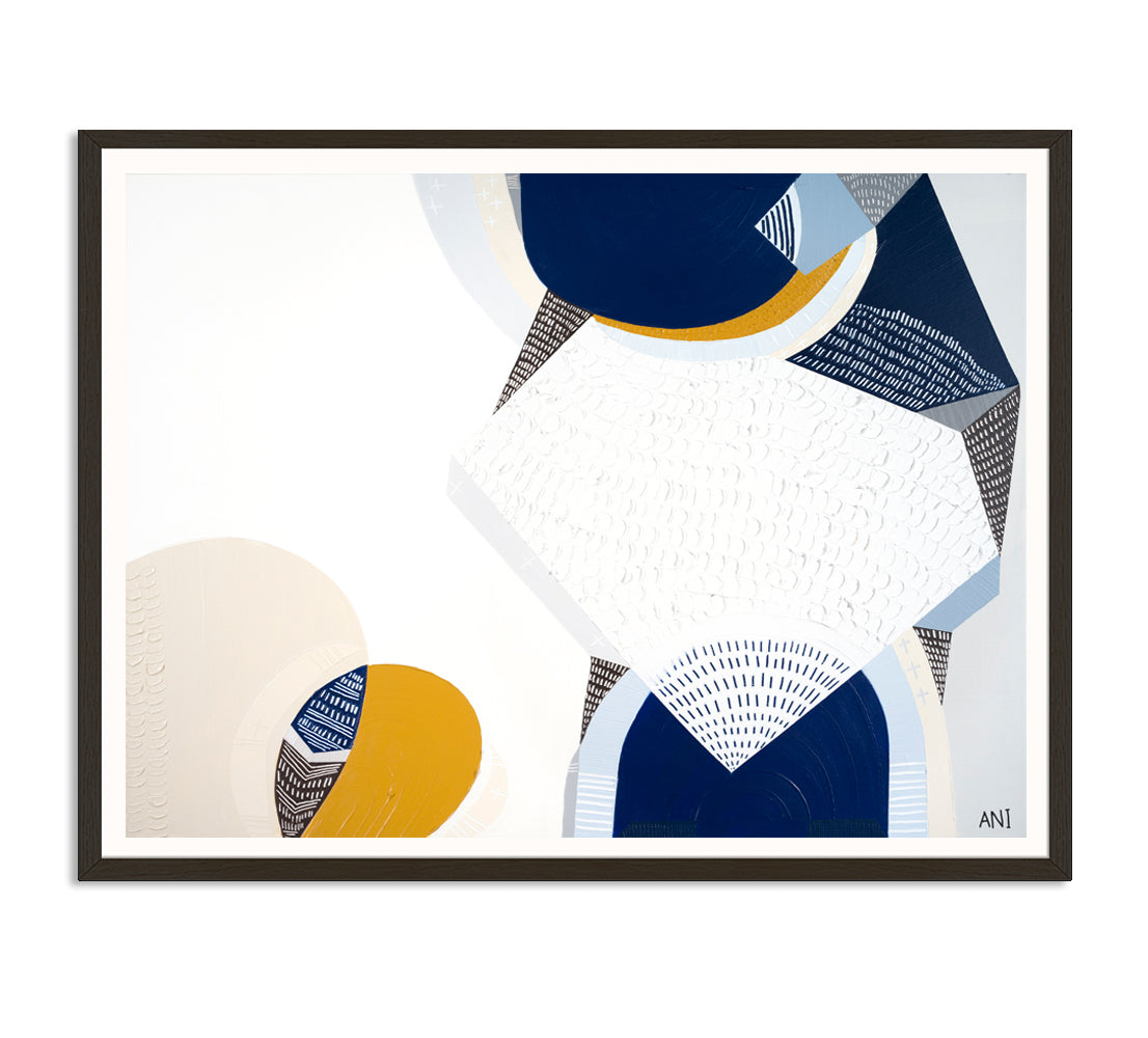 Abstract coastal painting of the 12 Apostles along the Great Ocean Road under a starry night sky, inspired by the Milky Way. Features deep blues, earthy tones, and textured brushwork. Created by Melbourne-based artist Ani Ipradjian to capture the beauty of Australia's natural coastal landmarks.