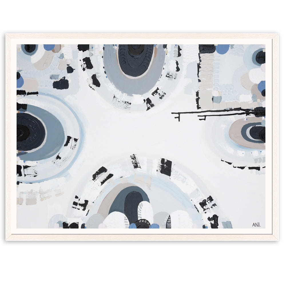 Bluestone Spirit – abstract print by Ani Ipradjian featuring layered textures and deep blue-grey tones inspired by Melbourne’s historic bluestone architecture and Australian cultural heritage