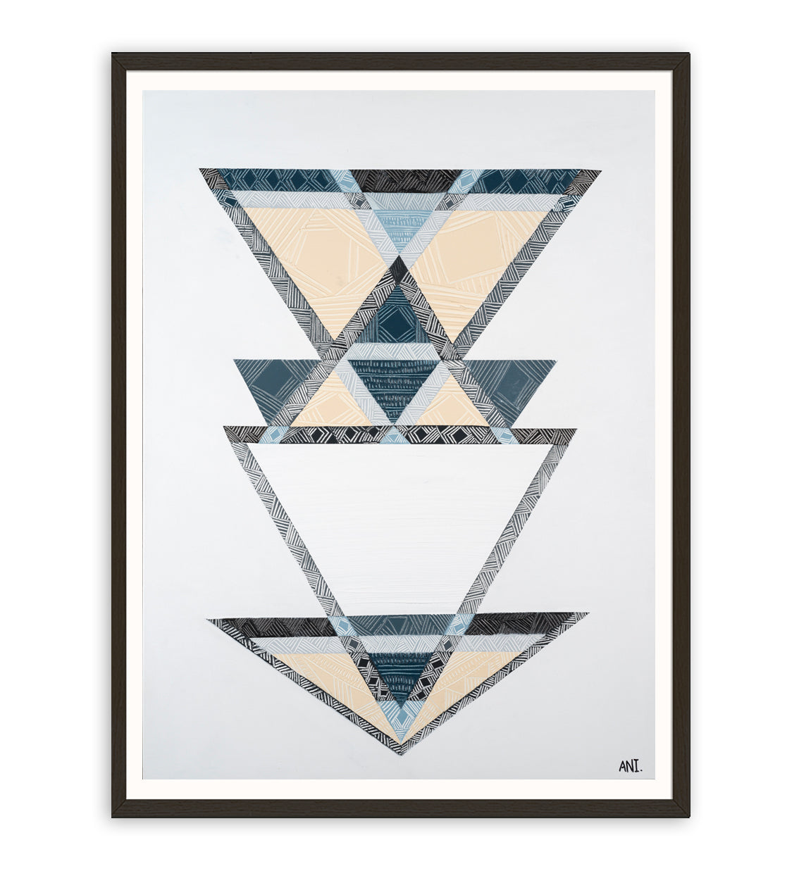 FUTURE print by Ani Ipradjian – abstract artwork representing past, present, and future. Part of the Future Life Love collection. Spiritual Australian art with triangle symbolism and nature-inspired tones.