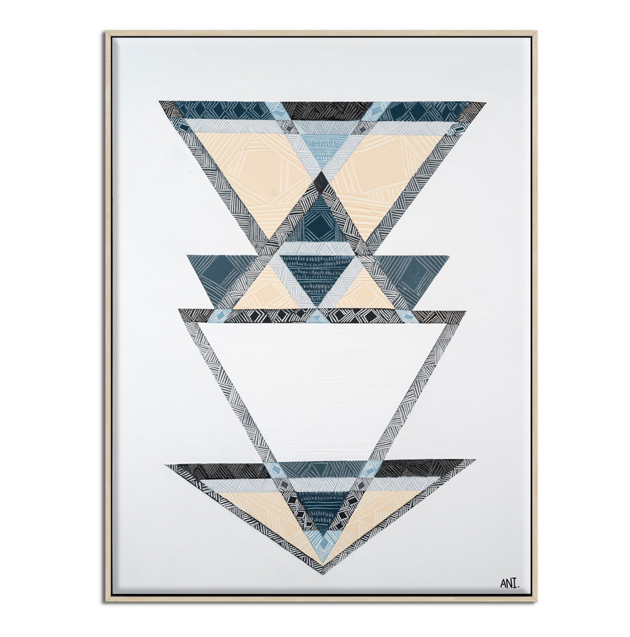 FUTURE print by Ani Ipradjian – abstract artwork representing past, present, and future. Part of the Future Life Love collection. Spiritual Australian art with triangle symbolism and nature-inspired tones.