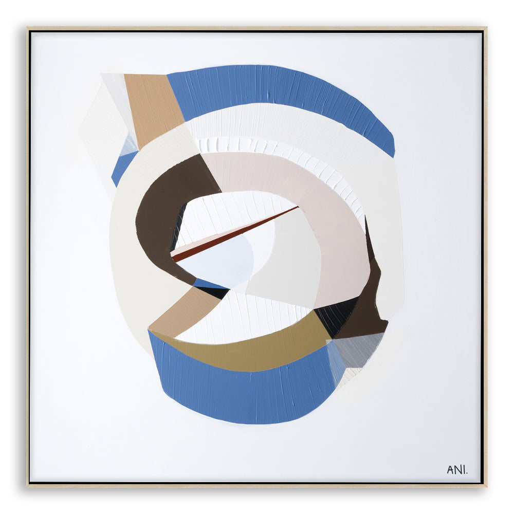 "Golden Sapphire 2" – Original abstract painting by Australian artist Ani Ipradjian, inspired by golden and blue sapphires, family legacy, and the elegance of gemstone colour palettes.