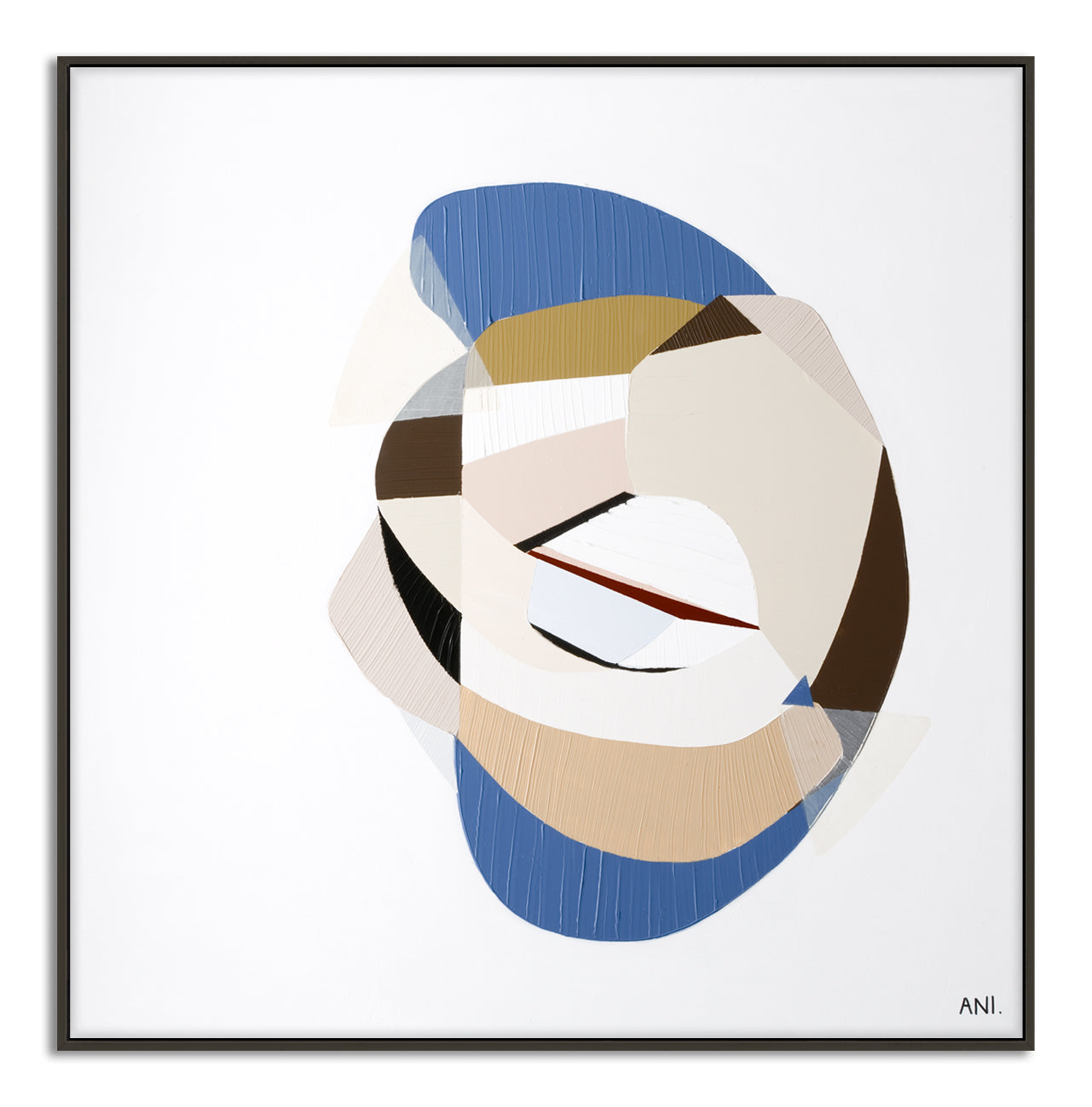 "Golden Sapphire 1" – Original abstract painting by Australian artist Ani Ipradjian, inspired by golden and blue sapphires, family legacy, and the elegance of gemstone colour palettes.