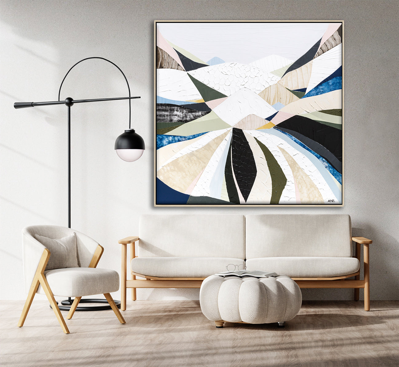 Great Dividing Plateau 2 abstract Australian mountain landscape artwork by Melbourne artist Ani Ipradjian, inspired by the Great Dividing Range, featuring earthy tones, layered textures, and native bushland, contemporary Australian art for collectors and interiors worldwide