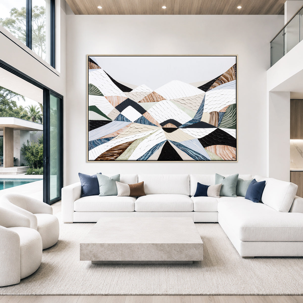 Great Dividing Ranges original Australian mountain landscape painting by Melbourne-based Australian artist Ani Ipradjian, textured acrylic and mixed media canvas artwork in earthy browns and sage greens, framed in Tasmanian Oak, with Australian wall art, canvas prints and giclée fine art prints available.