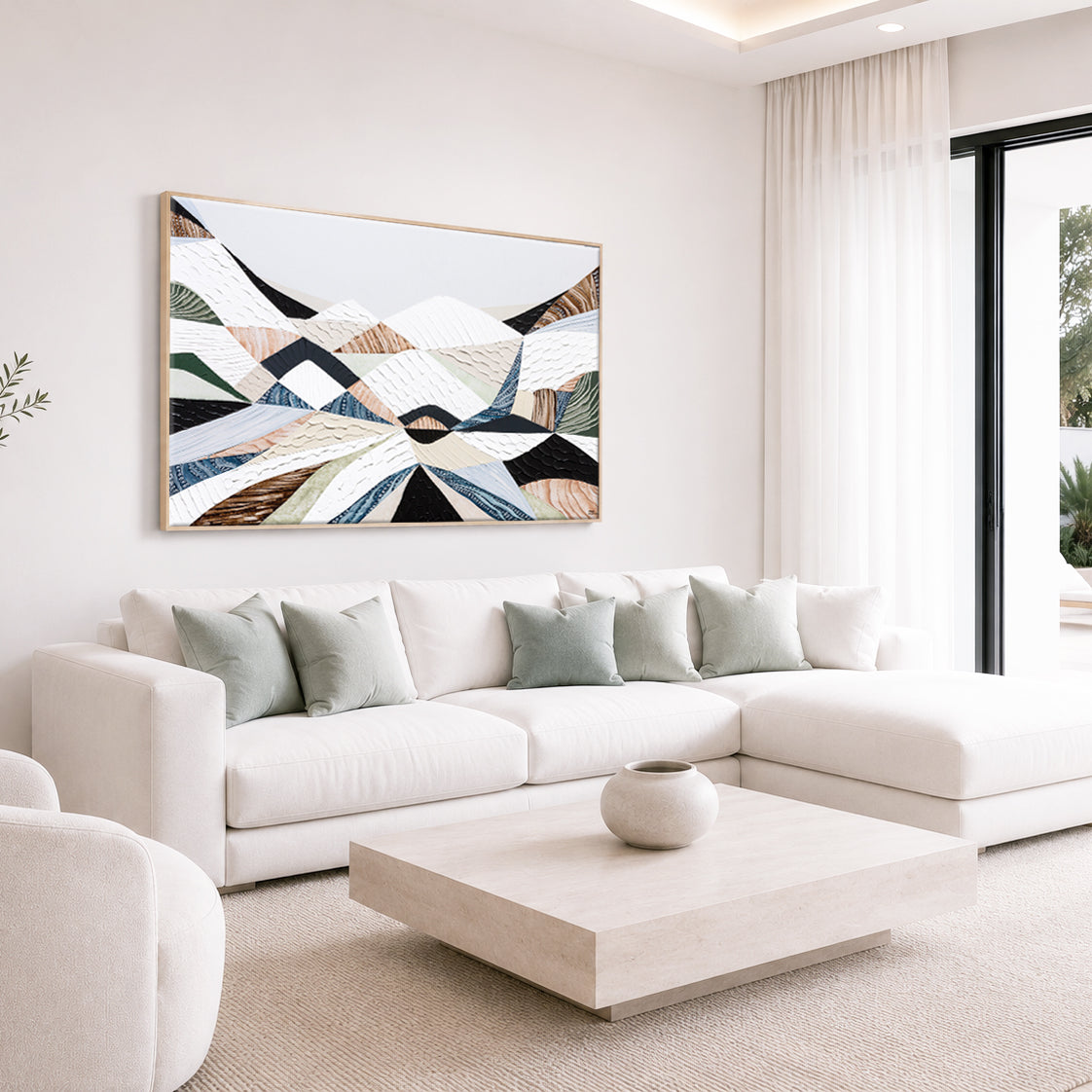Great Dividing Ranges original Australian mountain landscape painting by Melbourne-based Australian artist Ani Ipradjian, textured acrylic and mixed media canvas artwork in earthy browns and sage greens, framed in Tasmanian Oak, with Australian wall art, canvas prints and giclée fine art prints available.