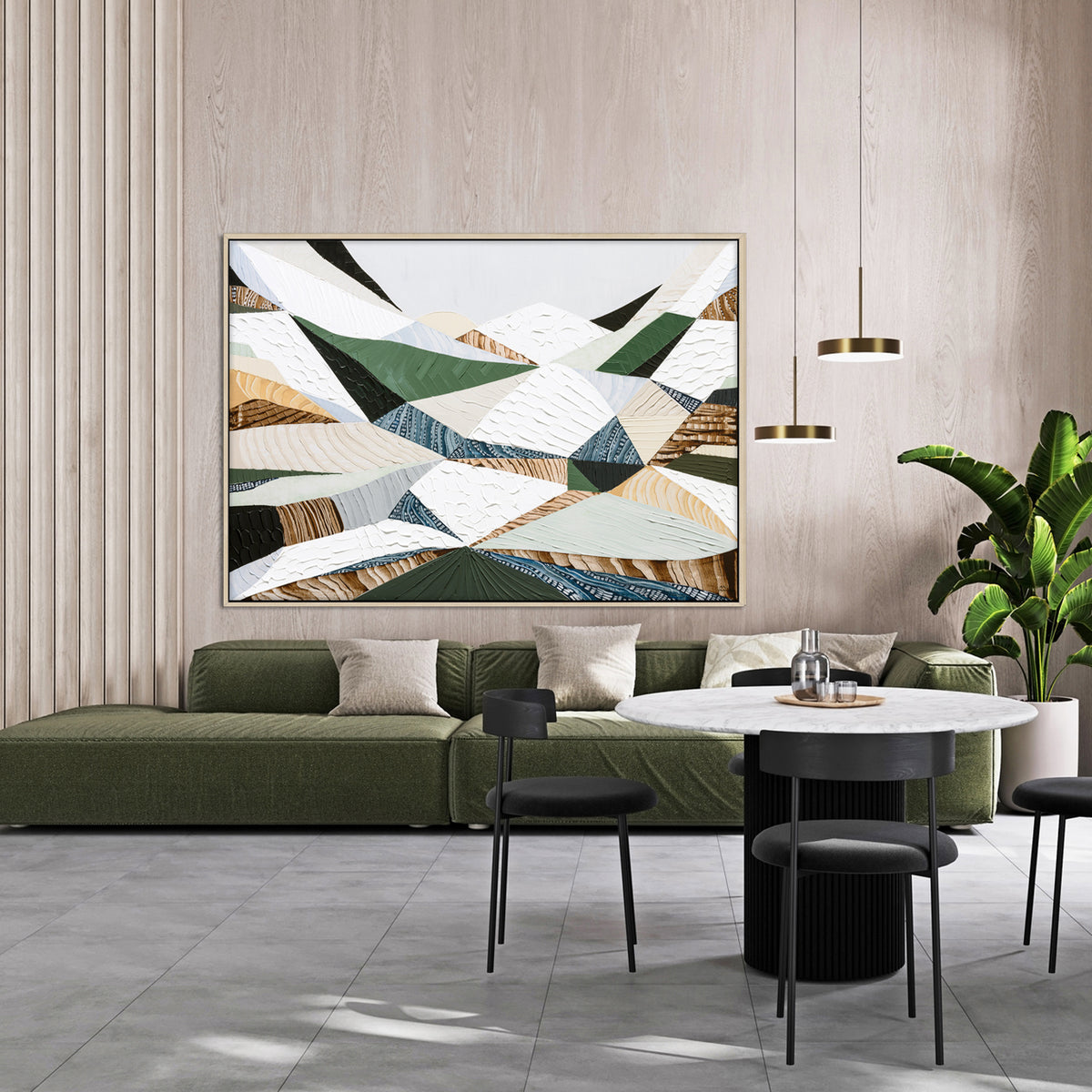 Great Dividing Ranges original Australian mountain landscape painting by Melbourne-based Australian artist Ani Ipradjian, textured acrylic and mixed media canvas artwork in earthy browns and sage greens, framed in Tasmanian Oak, with Australian wall art, canvas prints and giclée fine art prints available.