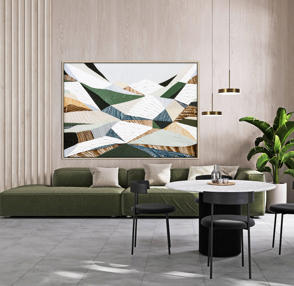 Great Dividing Ranges original Australian mountain landscape painting by Melbourne-based Australian artist Ani Ipradjian, textured acrylic and mixed media canvas artwork in earthy browns and sage greens, framed in Tasmanian Oak, with Australian wall art, canvas prints and giclée fine art prints available.