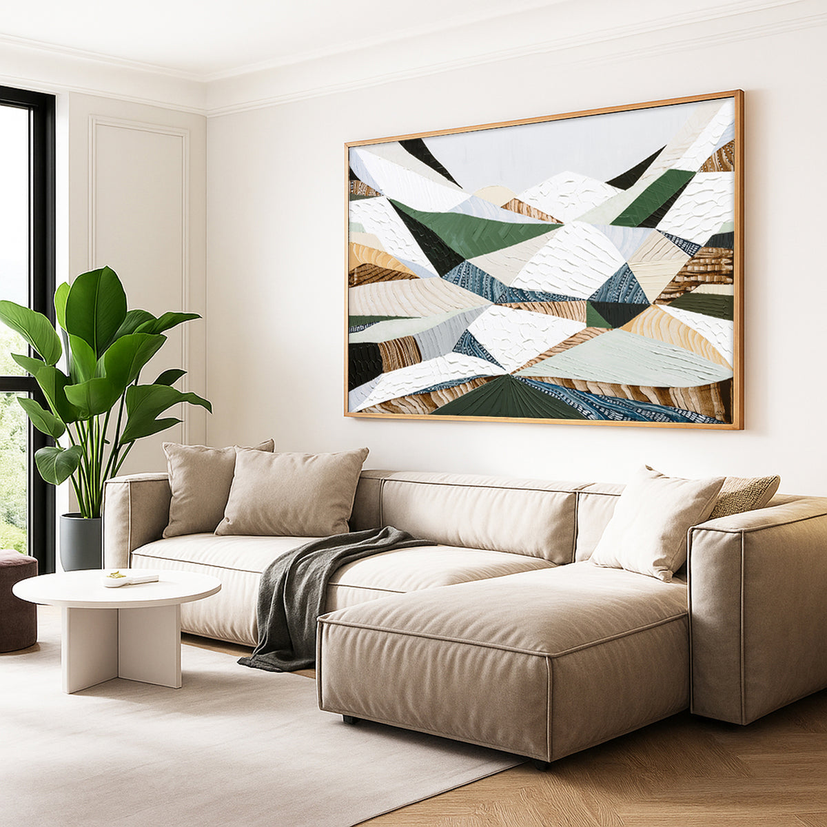 Great Dividing Ranges original Australian mountain landscape painting by Melbourne-based Australian artist Ani Ipradjian, textured acrylic and mixed media canvas artwork in earthy browns and sage greens, framed in Tasmanian Oak, with Australian wall art, canvas prints and giclée fine art prints available.