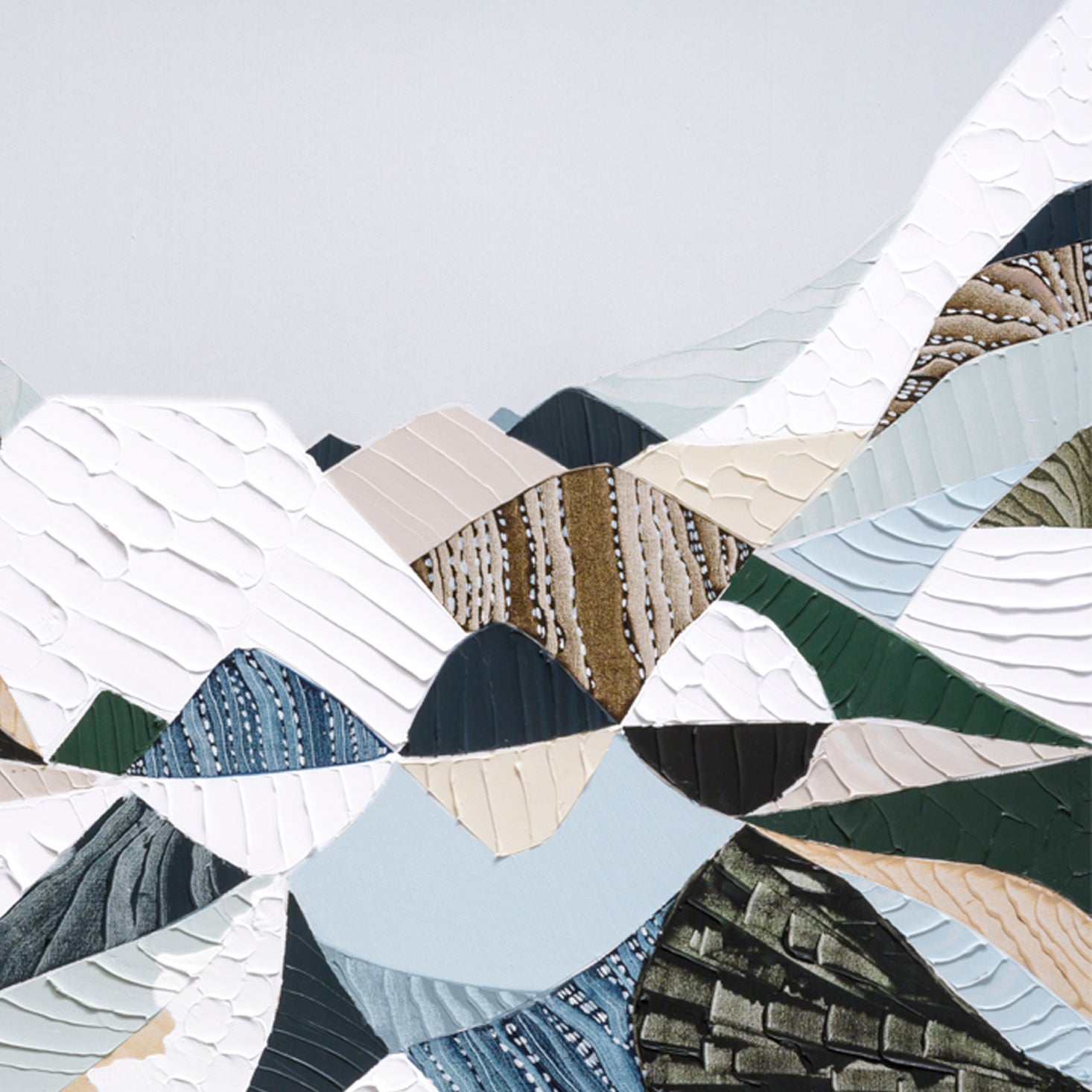 Great Dividing Plateau 14 Australian abstract mountain landscape painting and art print by Melbourne-based, Australian-based artist Ani Ipradjian, inspired by the Great Dividing Range, featuring earthy browns, sage greens, rich textures and native Australian bushland.
