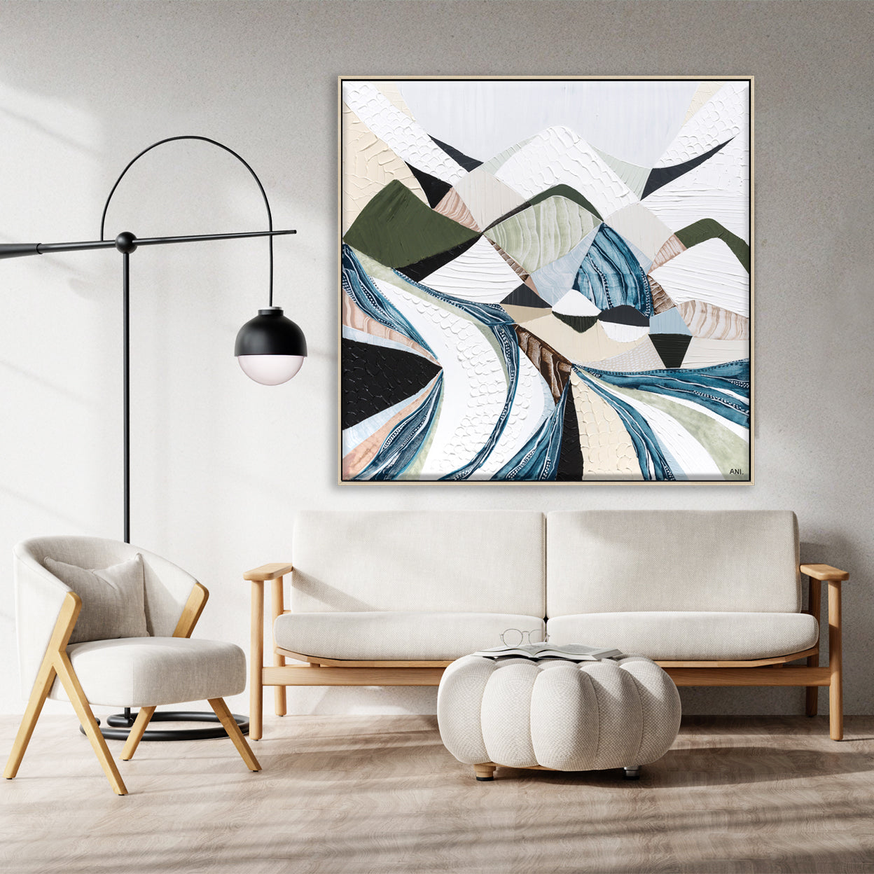 Great Dividing Plateau 1 abstract Australian mountain landscape artwork by Melbourne artist Ani Ipradjian, inspired by the Great Dividing Range, featuring earthy tones, layered textures, and native bushland, contemporary Australian art for collectors and interiors worldwide