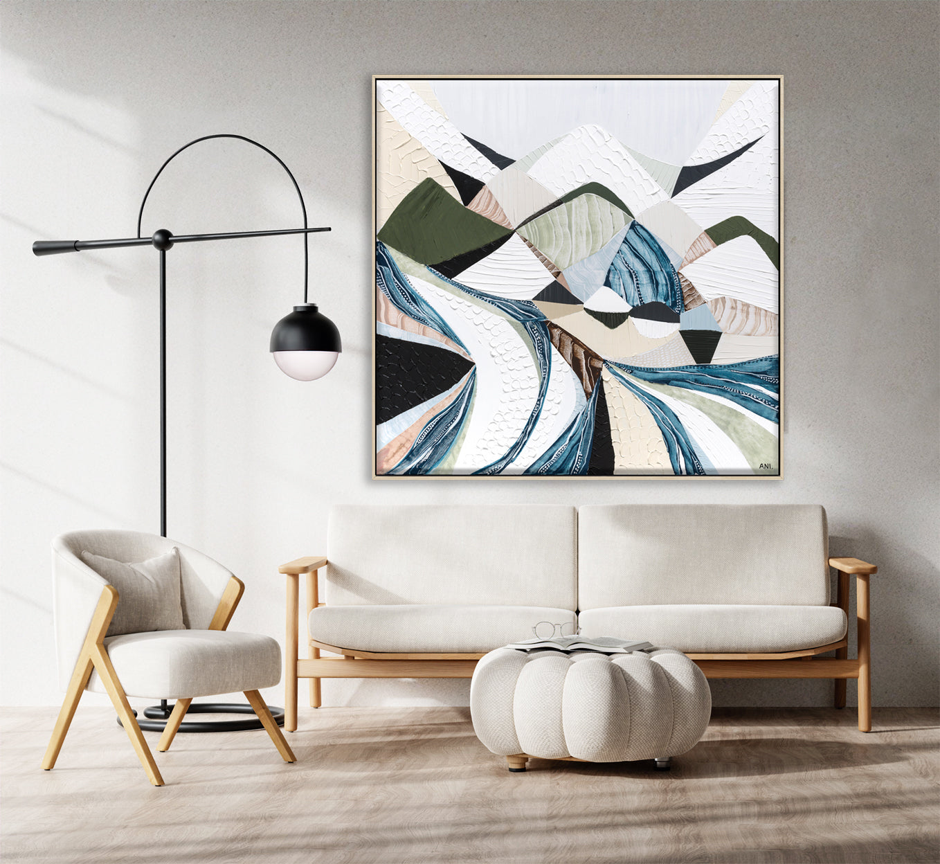 Great Dividing Plateau 1 abstract Australian mountain landscape artwork by Melbourne artist Ani Ipradjian, inspired by the Great Dividing Range, featuring earthy tones, layered textures, and native bushland, contemporary Australian art for collectors and interiors worldwide