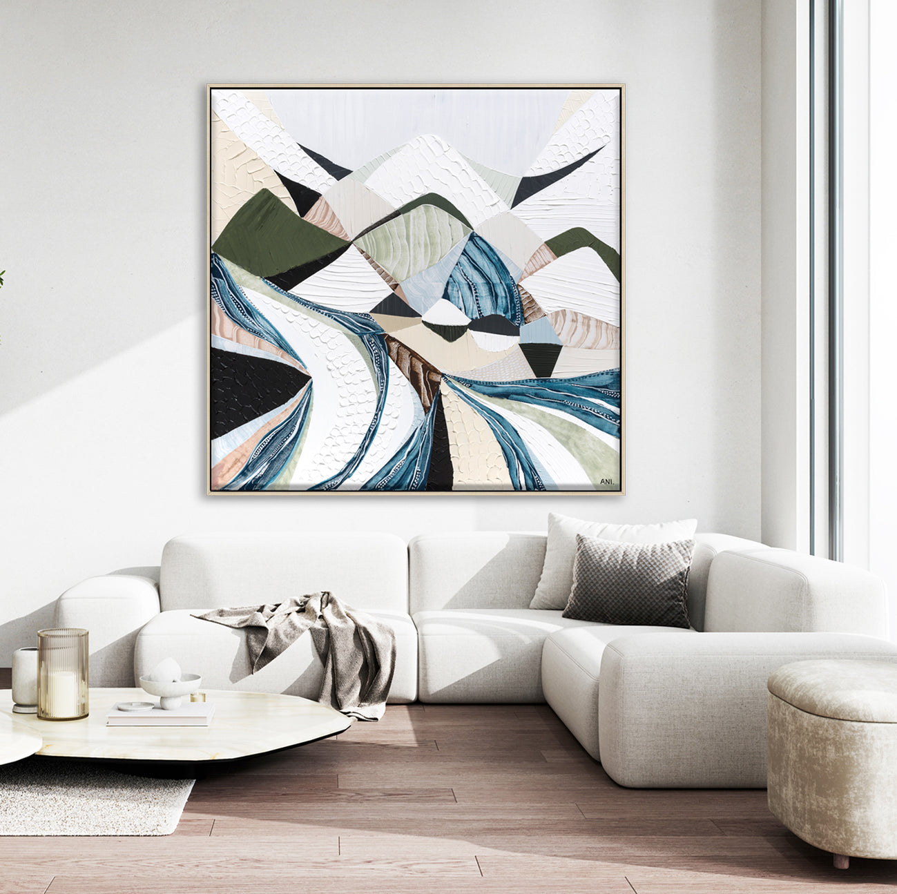 Great Dividing Plateau 1 abstract Australian mountain landscape artwork by Melbourne artist Ani Ipradjian, inspired by the Great Dividing Range, featuring earthy tones, layered textures, and native bushland, contemporary Australian art for collectors and interiors worldwide