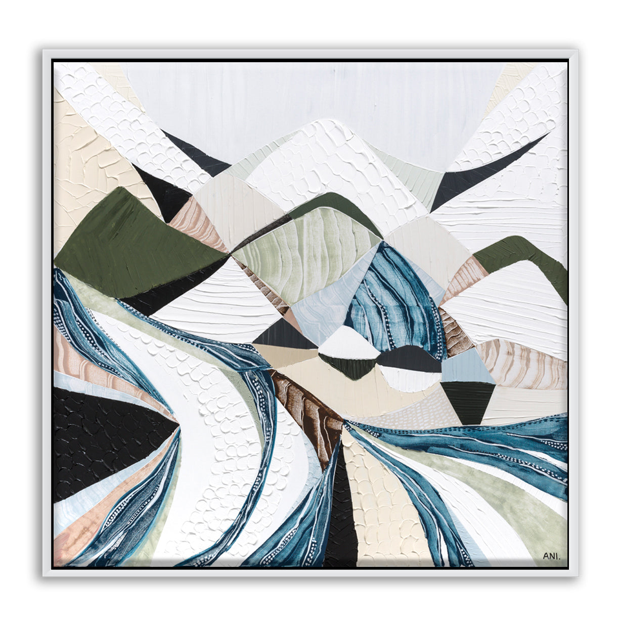 Great Dividing Plateau 1 abstract Australian mountain landscape artwork by Melbourne artist Ani Ipradjian, inspired by the Great Dividing Range, featuring earthy tones, layered textures, and native bushland, contemporary Australian art for collectors and interiors worldwide