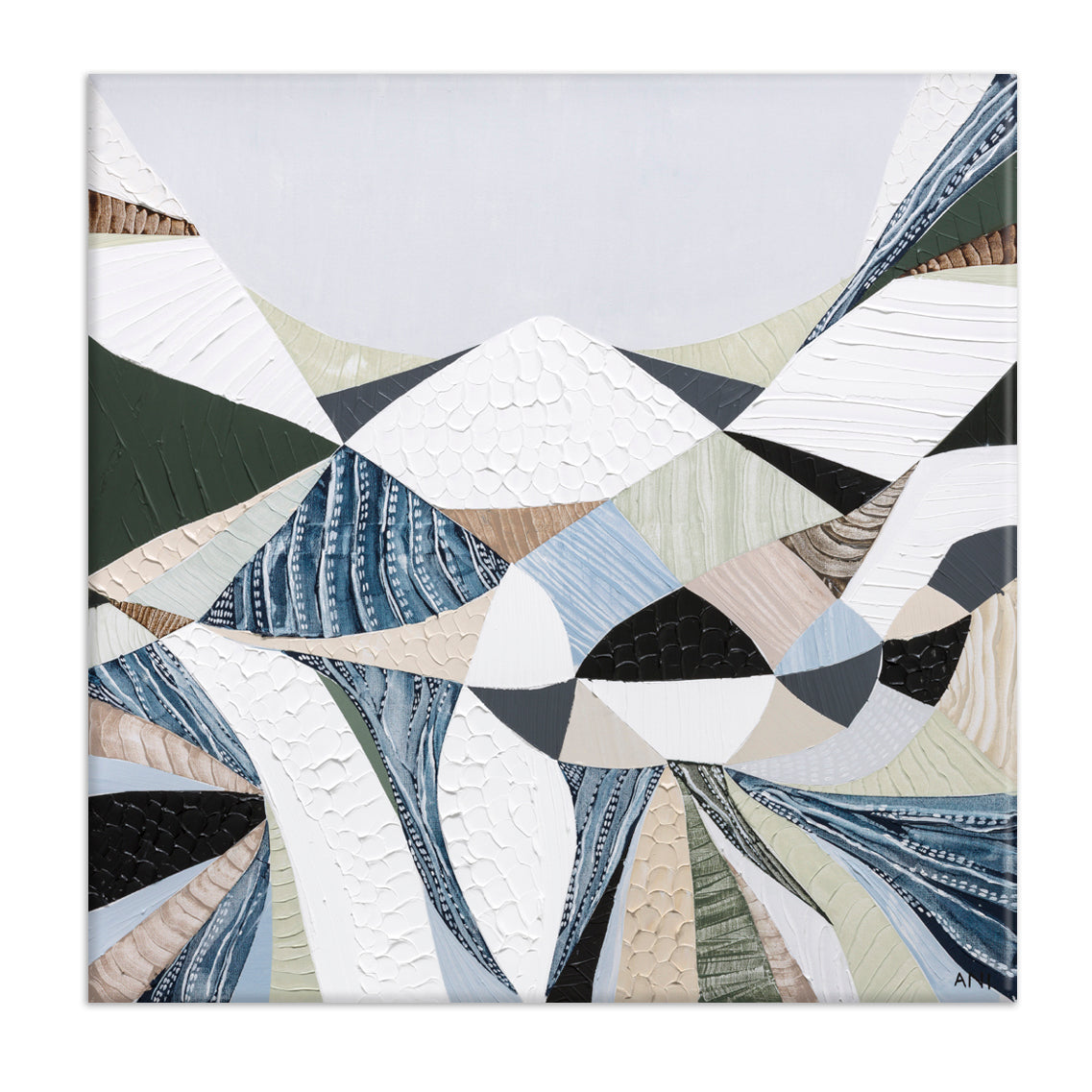 Ani Ipradjian Austrlian Artist Abstract Australian mountain landscape painting inspired by the Great Dividing Range, featuring earthy browns, sage greens, and rich textures capturing native bushland across Queensland, New South Wales, and Victoria—perfect for art collectors, interior designers, and lovers of contemporary Australian wall art worldwide.