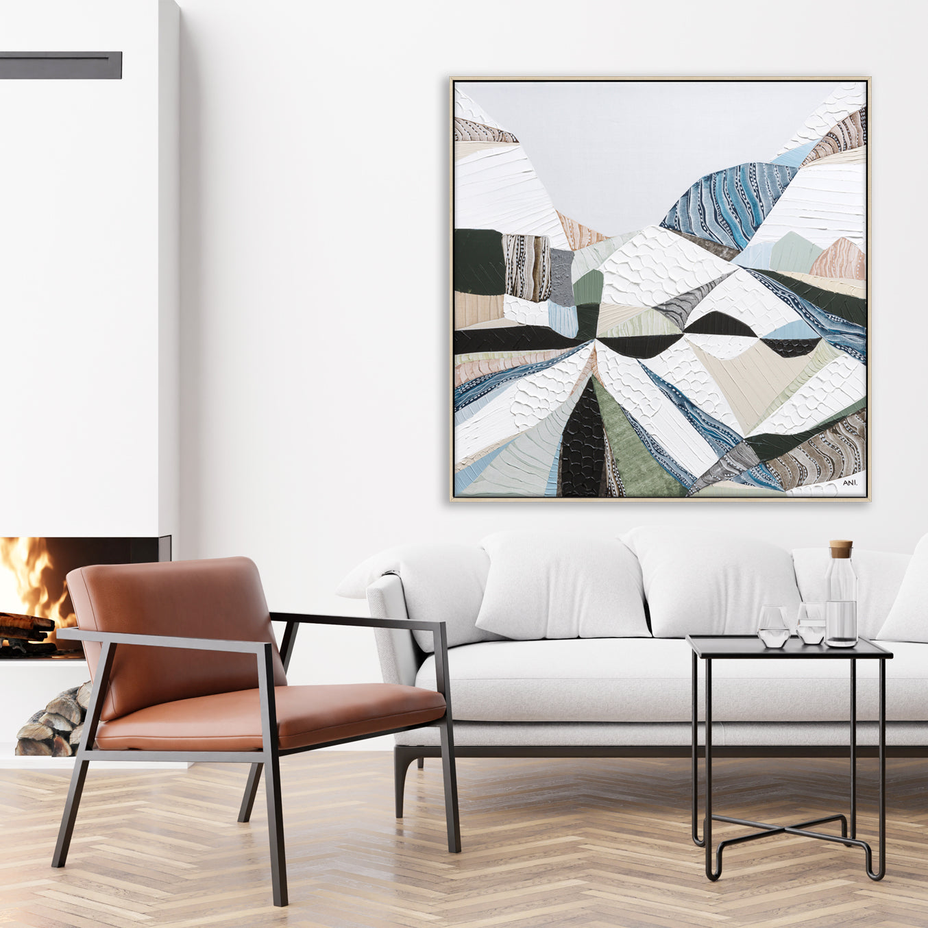 Great Dividing Plateau 6 abstract Australian mountain landscape painting by Melbourne artist Ani Ipradjian, inspired by the Great Dividing Range across Queensland, New South Wales, and Victoria, featuring earthy tones, sage greens, and rich textured layers, contemporary Australian wall art for collectors and interior designers worldwide