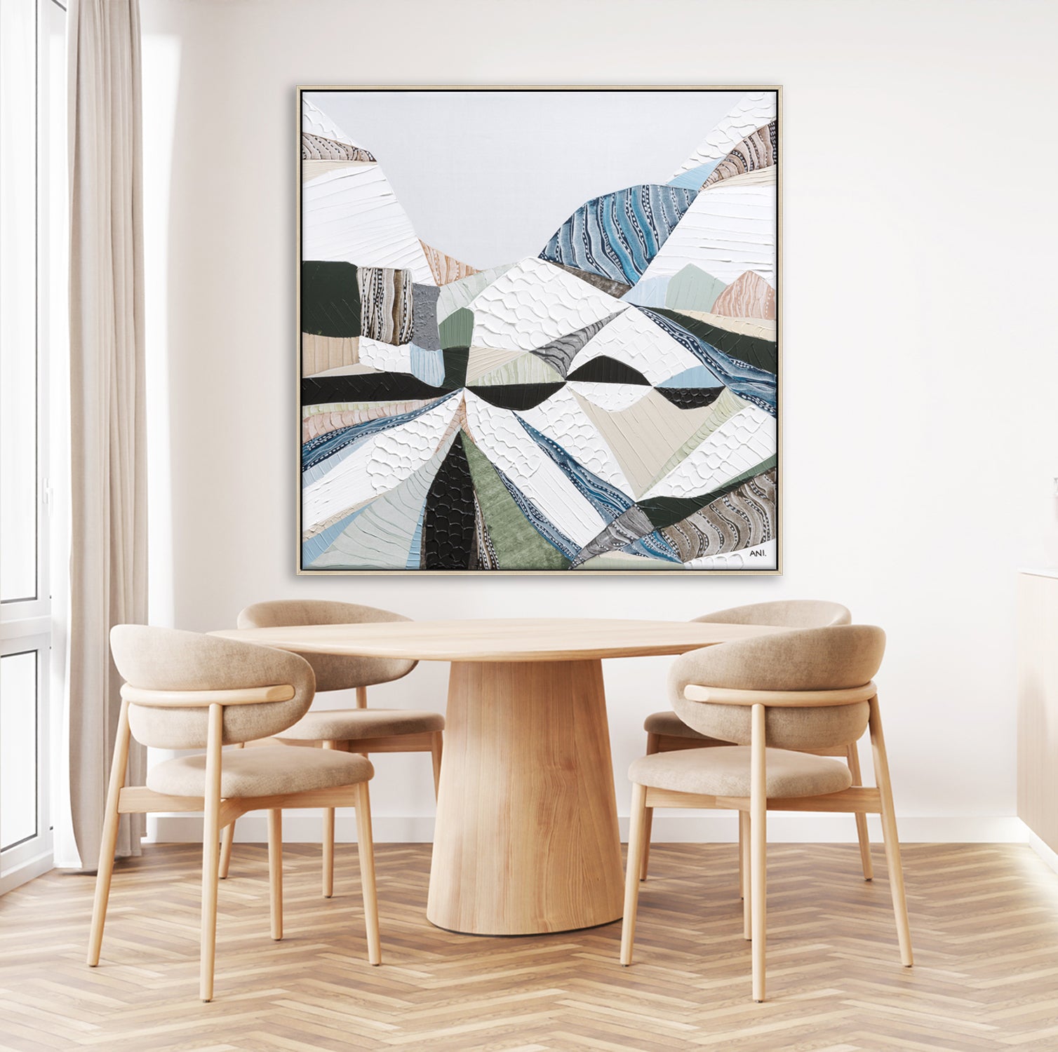 Great Dividing Plateau 6 abstract Australian mountain landscape painting by Melbourne artist Ani Ipradjian, inspired by the Great Dividing Range across Queensland, New South Wales, and Victoria, featuring earthy tones, sage greens, and rich textured layers, contemporary Australian wall art for collectors and interior designers worldwide