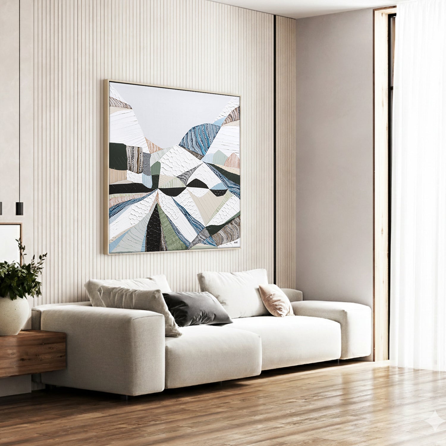 Great Dividing Plateau 6 abstract Australian mountain landscape painting by Melbourne artist Ani Ipradjian, inspired by the Great Dividing Range across Queensland, New South Wales, and Victoria, featuring earthy tones, sage greens, and rich textured layers, contemporary Australian wall art for collectors and interior designers worldwide