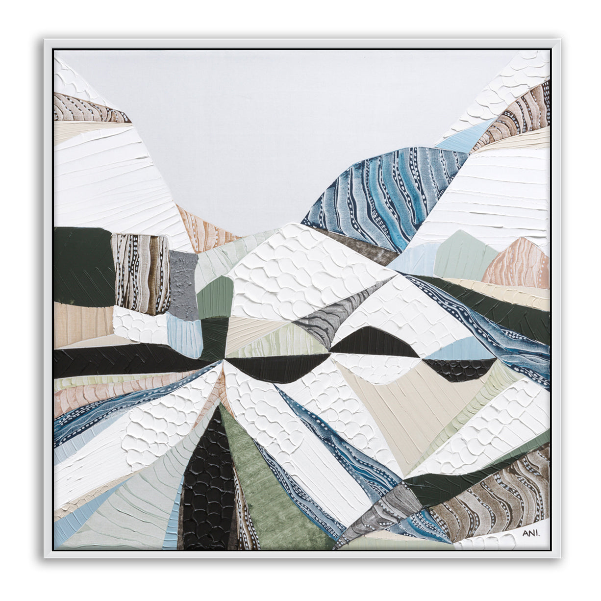 Great Dividing Plateau 6 abstract Australian mountain landscape painting by Melbourne artist Ani Ipradjian, inspired by the Great Dividing Range across Queensland, New South Wales, and Victoria, featuring earthy tones, sage greens, and rich textured layers, contemporary Australian wall art for collectors and interior designers worldwide