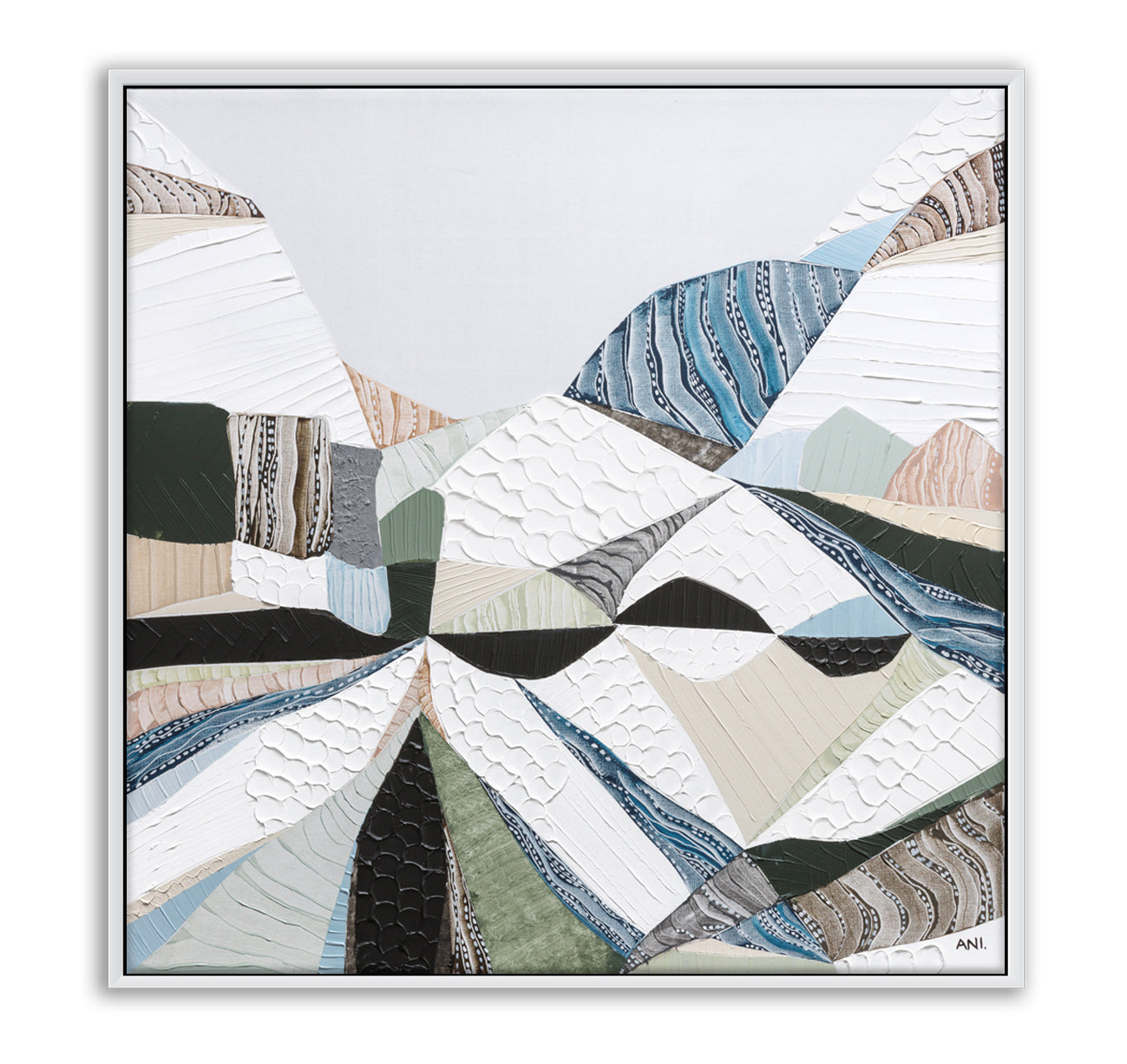 Great Dividing Plateau 6 abstract Australian mountain landscape painting by Melbourne artist Ani Ipradjian, inspired by the Great Dividing Range across Queensland, New South Wales, and Victoria, featuring earthy tones, sage greens, and rich textured layers, contemporary Australian wall art for collectors and interior designers worldwide