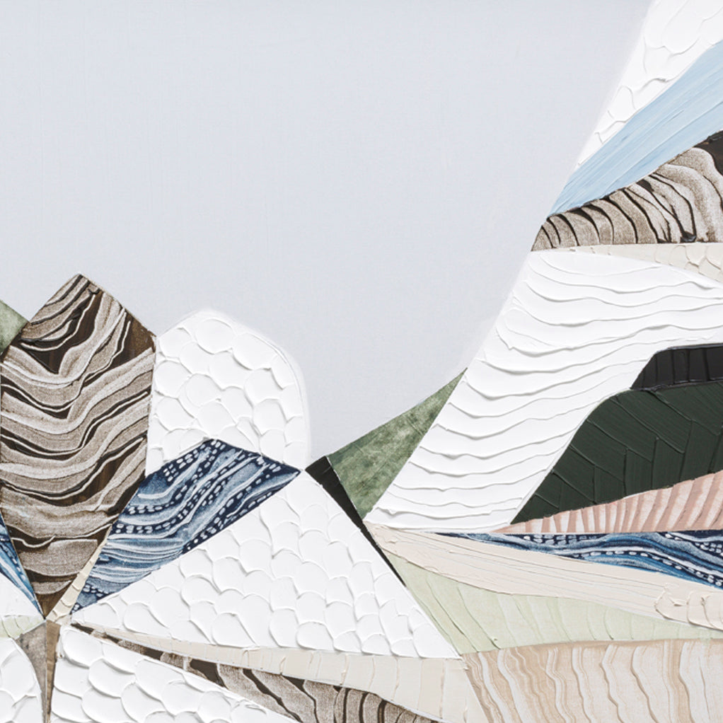 Great Dividing Plateau 7 abstract Australian mountain landscape painting by Melbourne artist Ani Ipradjian, Australian artist inspired by the Great Dividing Range across Queensland, New South Wales, and Victoria, featuring earthy tones, sage greens, and rich textured layers, contemporary Australian wall art for collectors and interior designers worldwide